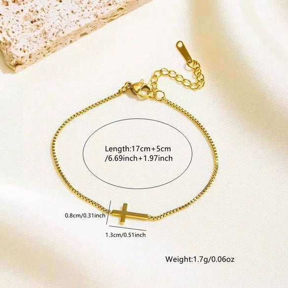 Wholesale Gold Plated Geometric Stainless Steel Cross Zircon Bracelet For Women