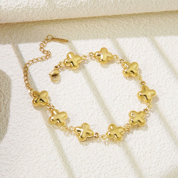 Wholesale Gold Plated Geometric Stainless Steel Cross Zircon Bracelet For Women