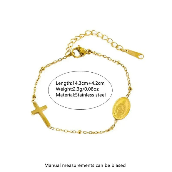 Wholesale Gold Plated Geometric Stainless Steel Cross Zircon Bracelet For Women