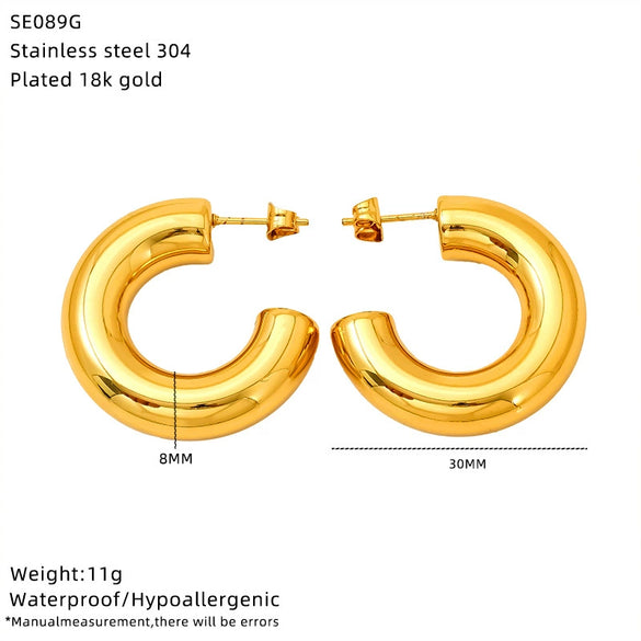 Wholesale Gold Plated Geometric Titanium Steel Cshaped Earrings For Women