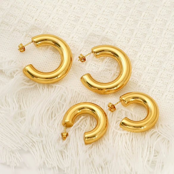Wholesale Gold Plated Geometric Titanium Steel Cshaped Earrings For Women