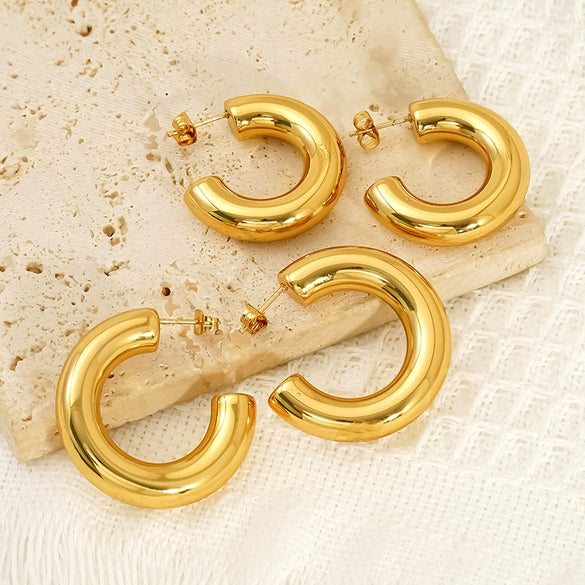 Wholesale Gold Plated Geometric Titanium Steel Cshaped Earrings For Women