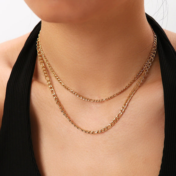 Wholesale Gold Plated Geometric Twolayer Bamboo Chain Necklace For Women Made Of Stainless Steel And Titanium Steel