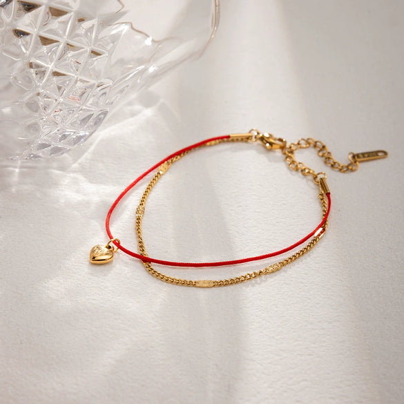 Wholesale Gold Plated Heart Geometric Simple Stainless Steel Pendant Bracelet For Women