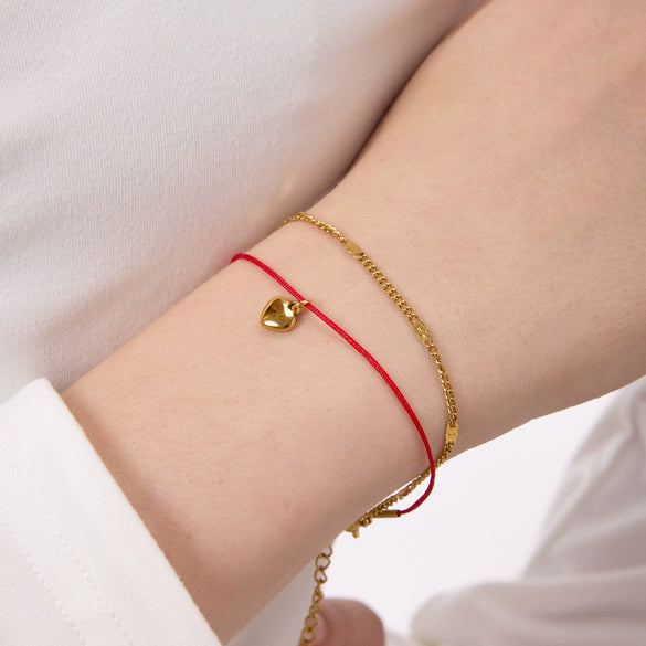 Wholesale Gold Plated Heart Geometric Simple Stainless Steel Pendant Bracelet For Women