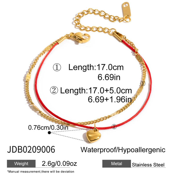 Wholesale Gold Plated Heart Geometric Simple Stainless Steel Pendant Bracelet For Women