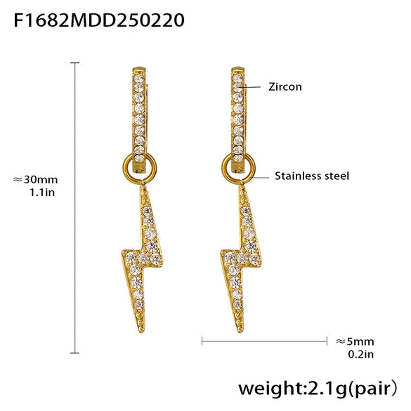 Wholesale Gold Plated 18K Gold Inlaid Zircon Stainless Steel Geometric Heart Shape And Bow Tie Earrings For Women