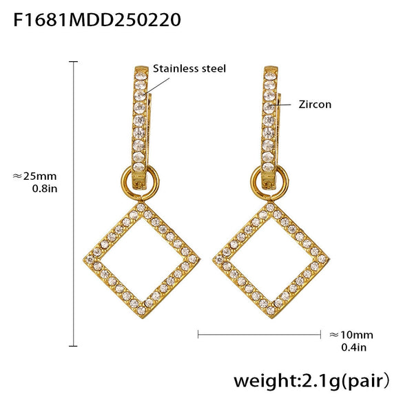 Wholesale Gold Plated 18K Gold Inlaid Zircon Stainless Steel Geometric Heart Shape And Bow Tie Earrings For Women