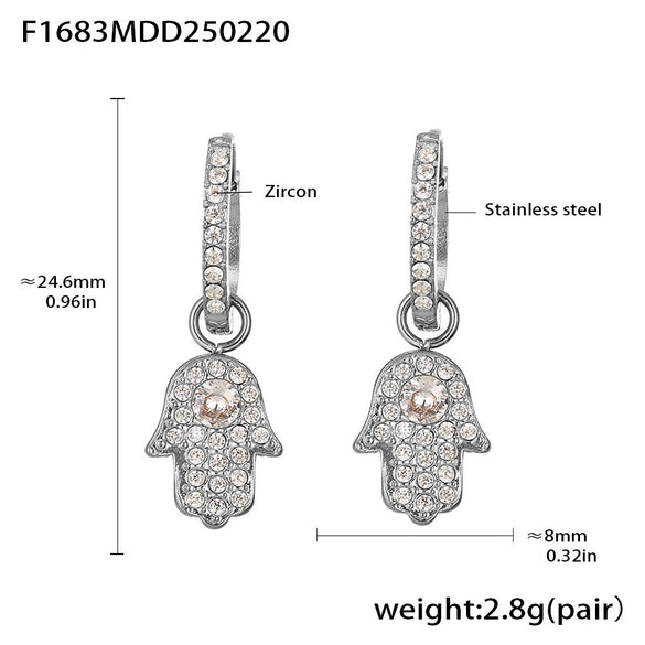 Wholesale Gold Plated 18K Gold Inlaid Zircon Stainless Steel Geometric Heart Shape And Bow Tie Earrings For Women