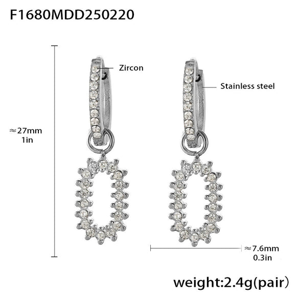 Wholesale Gold Plated 18K Gold Inlaid Zircon Stainless Steel Geometric Heart Shape And Bow Tie Earrings For Women