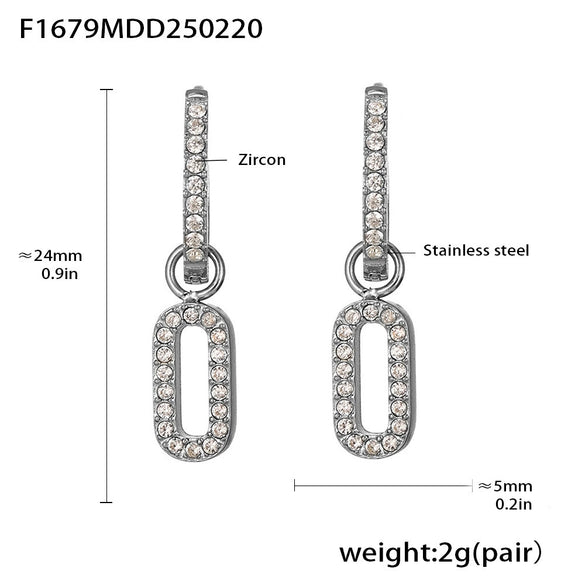 Wholesale Gold Plated 18K Gold Inlaid Zircon Stainless Steel Geometric Heart Shape And Bow Tie Earrings For Women