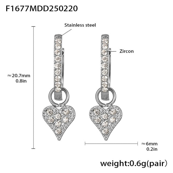 Wholesale Gold Plated 18K Gold Inlaid Zircon Stainless Steel Geometric Heart Shape And Bow Tie Earrings For Women