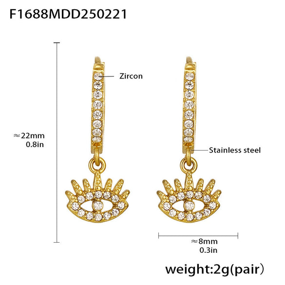Wholesale Gold Plated 18K Non Fading Stainless Steel Earrings With Inlaid Zircon Geometric And Heart Shape For Women