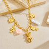 Wholesale Gold Plated Multi Element Pendant Necklace With Cartoon Bear Musical Note Crown Love Pendant Stainless Steel For Women