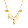Wholesale Gold Plated Multi Element Pendant Necklace With Cartoon Bear Musical Note Crown Love Pendant Stainless Steel For Women