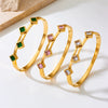 Wholesale Gold Plated Square Bracelet With Inlaid Glass Rhinestones In Titanium Steel