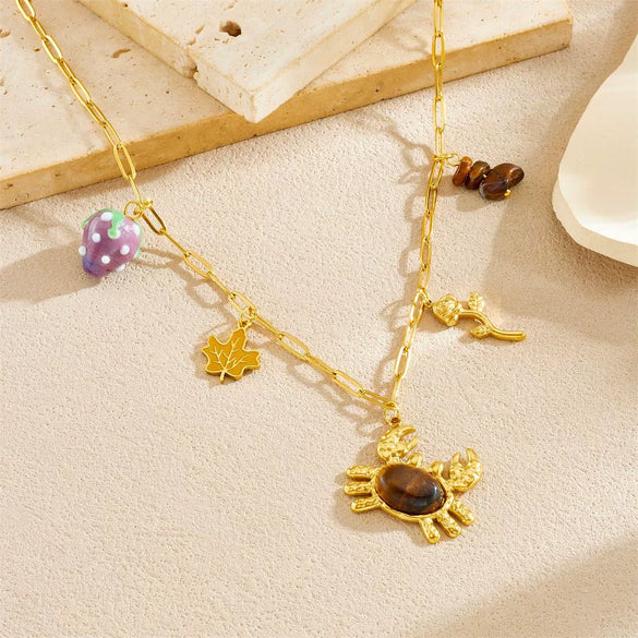Wholesale Gold Plated Stainless Steel Animal Zodiac Pendant Necklace For Women