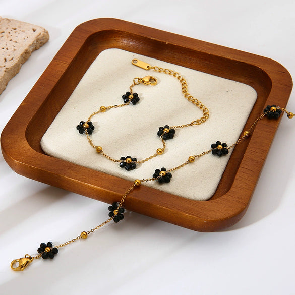 Wholesale Gold Plated Stainless Steel Daisy Flower Jewelry Set For Women