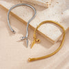Wholesale Gold Plated Stainless Steel Drop Shape Bracelet With Rivet Pendant And Thick Bar Design For Women