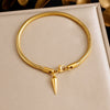 Wholesale Gold Plated Stainless Steel Drop Shape Bracelet With Rivet Pendant And Thick Bar Design For Women