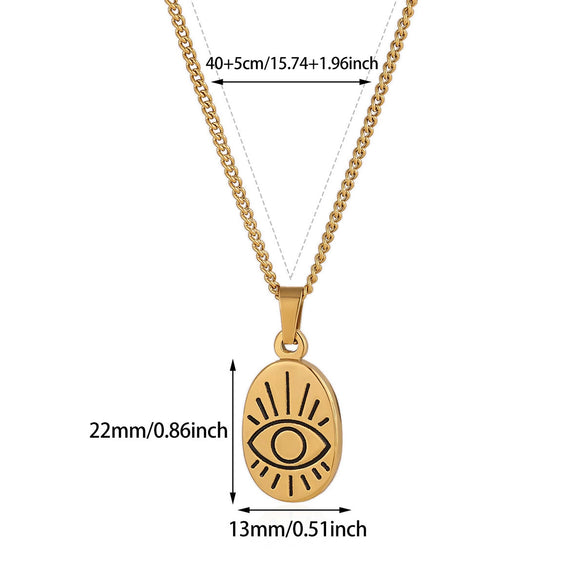 Wholesale Gold Plated Stainless Steel Geometric Eye Cross Portrait Heart Pendant Necklace For Unisex