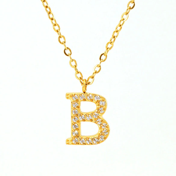 Wholesale Gold Plated Stainless Steel Geometric Letter And Number Pendant Cross Chain Necklace For Women