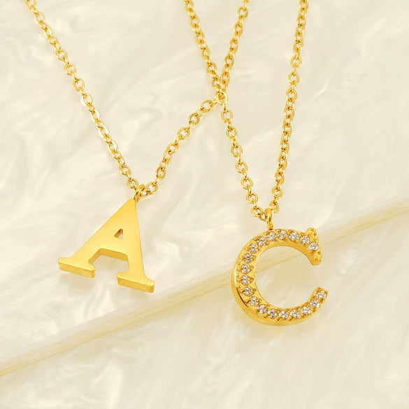 Wholesale Gold Plated Stainless Steel Geometric Letter And Number Pendant Cross Chain Necklace For Women