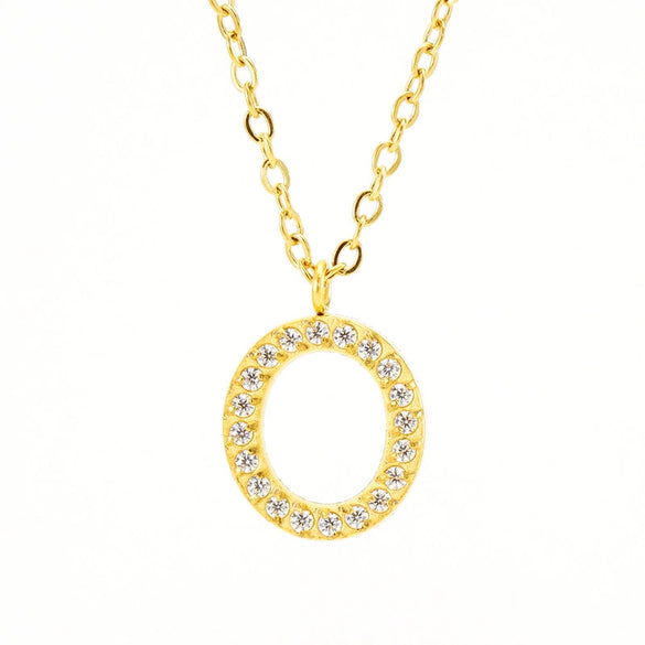 Wholesale Gold Plated Stainless Steel Geometric Letter And Number Pendant Cross Chain Necklace For Women