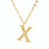 Wholesale Gold Plated Stainless Steel Geometric Letter And Number Pendant Cross Chain Necklace For Women