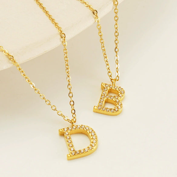 Wholesale Gold Plated Stainless Steel Geometric Letter And Number Pendant Cross Chain Necklace For Women