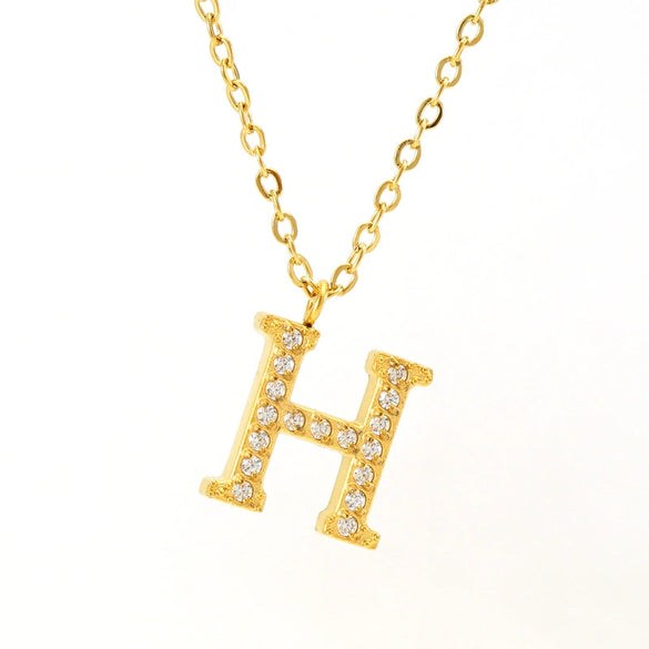Wholesale Gold Plated Stainless Steel Geometric Letter And Number Pendant Cross Chain Necklace For Women