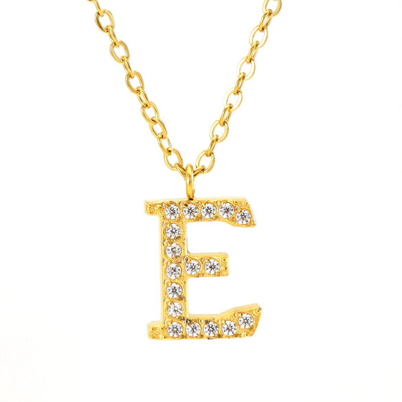 Wholesale Gold Plated Stainless Steel Geometric Letter And Number Pendant Cross Chain Necklace For Women