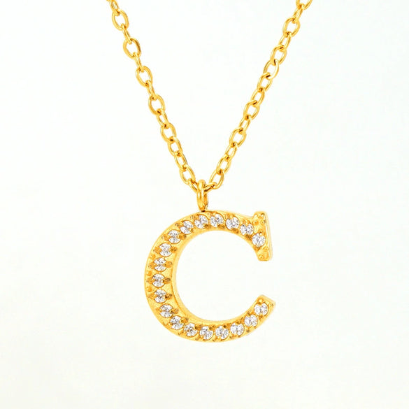 Wholesale Gold Plated Stainless Steel Geometric Letter And Number Pendant Cross Chain Necklace For Women