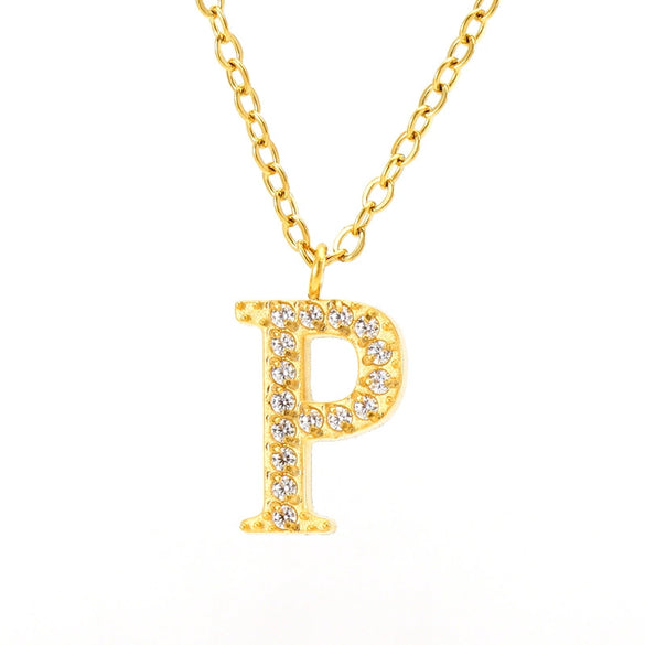 Wholesale Gold Plated Stainless Steel Geometric Letter And Number Pendant Cross Chain Necklace For Women