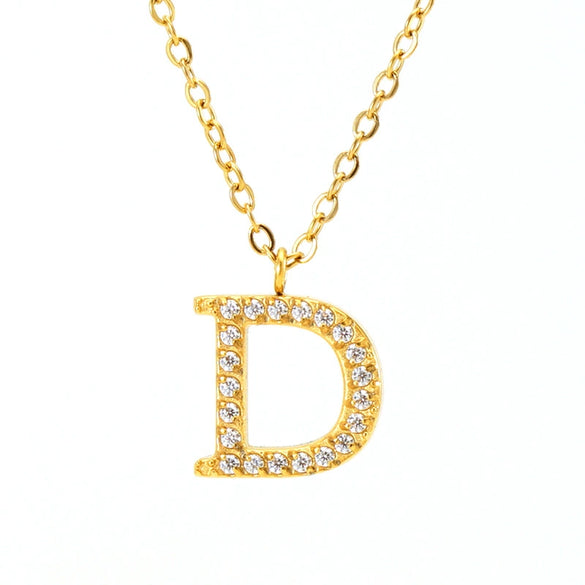Wholesale Gold Plated Stainless Steel Geometric Letter And Number Pendant Cross Chain Necklace For Women