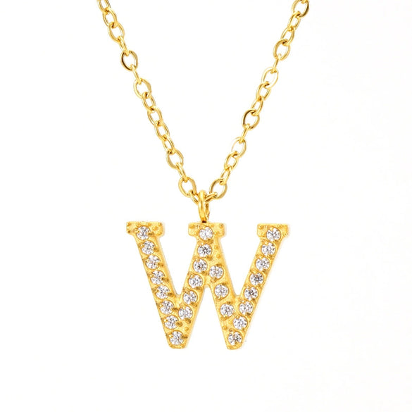Wholesale Gold Plated Stainless Steel Geometric Letter And Number Pendant Cross Chain Necklace For Women