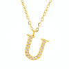 Wholesale Gold Plated Stainless Steel Geometric Letter And Number Pendant Cross Chain Necklace For Women