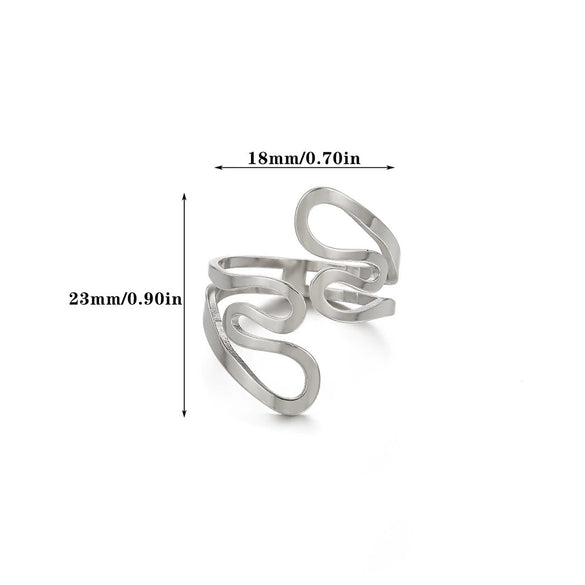 Wholesale Gold Plated Stainless Steel Geometric Line Ring For Women