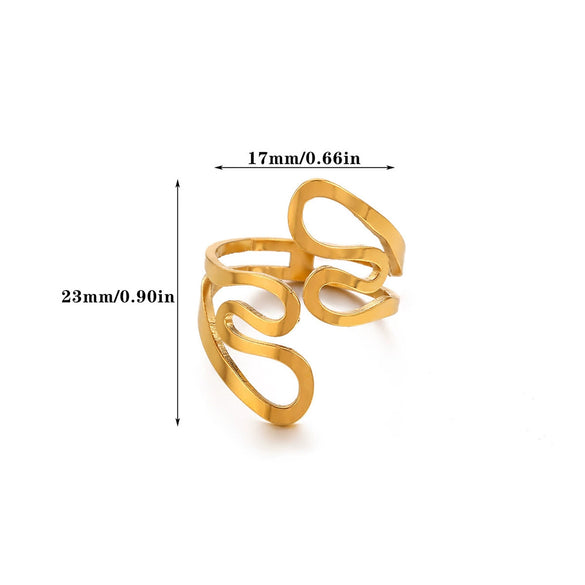 Wholesale Gold Plated Stainless Steel Geometric Line Ring For Women