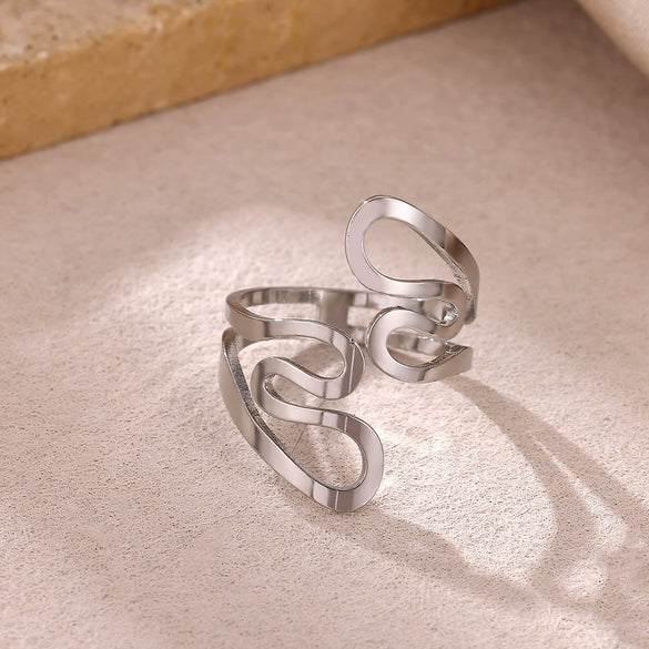 Wholesale Gold Plated Stainless Steel Geometric Line Ring For Women