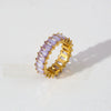 Wholesale Gold Plated Stainless Steel Geometric Shape Zircon Inlaid Ring For Women