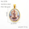 Wholesale Gold Plated Stainless Steel Ins Style Virgin Religious Portrait Person Shape Pendant Jewelry