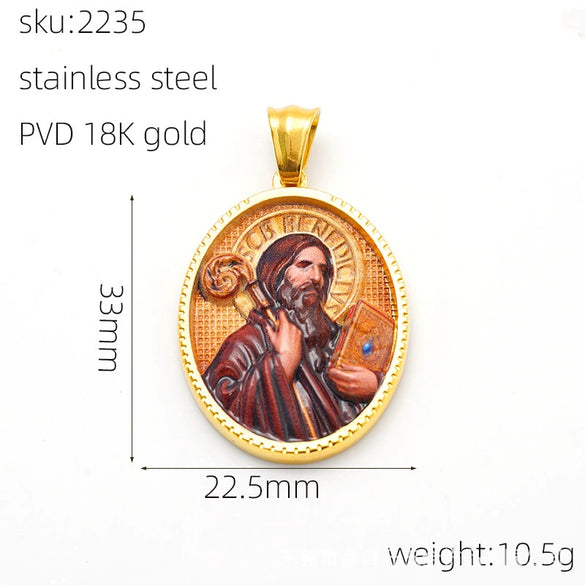 Wholesale Gold Plated Stainless Steel Ins Style Virgin Religious Portrait Person Shape Pendant Jewelry