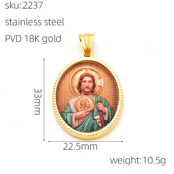 Wholesale Gold Plated Stainless Steel Ins Style Virgin Religious Portrait Person Shape Pendant Jewelry