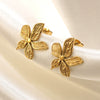 Wholesale Gold Plated Stainless Steel Irregular Geometric Flower Earrings And Necklace For Women