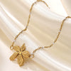 Wholesale Gold Plated Stainless Steel Irregular Geometric Flower Earrings And Necklace For Women