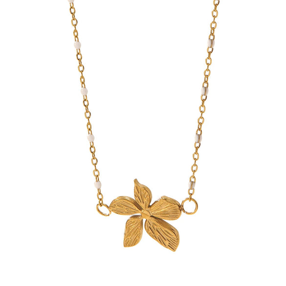Wholesale Gold Plated Stainless Steel Irregular Geometric Flower Earrings And Necklace For Women