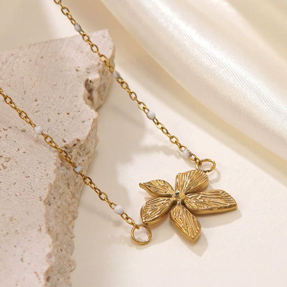 Wholesale Gold Plated Stainless Steel Irregular Geometric Flower Earrings And Necklace For Women