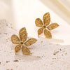 Wholesale Gold Plated Stainless Steel Irregular Geometric Flower Earrings And Necklace For Women