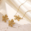 Wholesale Gold Plated Stainless Steel Irregular Geometric Flower Earrings And Necklace For Women